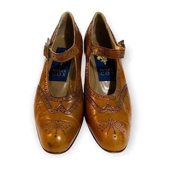 Vintage Y2K Patrick Cox‎ brown Mary Jane heel, size 37.5, antique finish